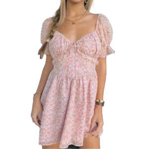 Isabelle's Cabinet sky to moon  Pink And Orange Floral Mini Dress Medium